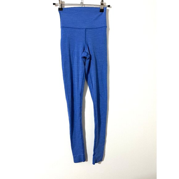 Lululemon Blue High Rise Merino Wool-Blend Base Layer Leggings Warm Size 2 - Picture 1 of 7